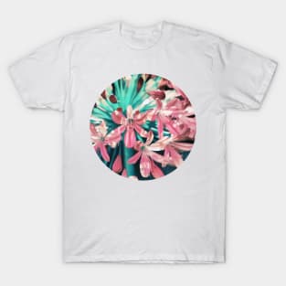 Sunny Agapanthus Flower in Pink & Teal T-Shirt